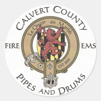 Adesivo Redondo Calvert County Pipes e Drums Sticker - Pequeno