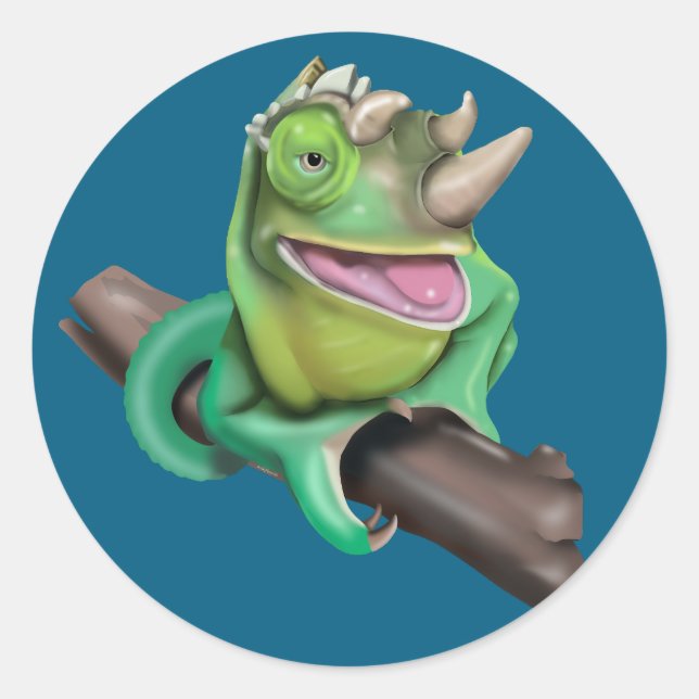 Adesivo Redondo Camaleão de Jackson (Frente)