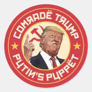 Adesivo Redondo Camarada Trump: Fantoche de Putin - Ilustração Sov