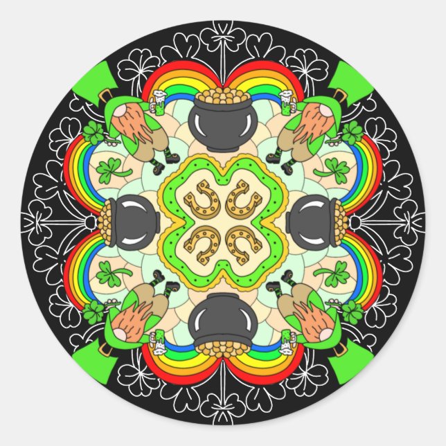 Adesivo Redondo Camarões, Dia de São Patrício de duende (Frente)