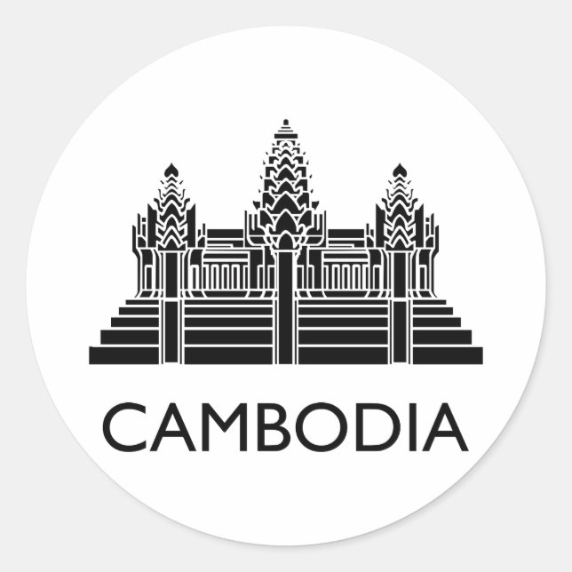 Adesivo Redondo Camboja Angkor Wat (Frente)