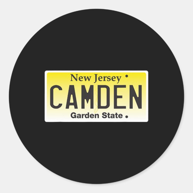 Adesivo Redondo Camden New Jersey Nj Hometown License Plate Graphi (Frente)