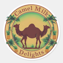 Adesivo Redondo Camel Milk Delights-Tropical Camel Palm Pineapple