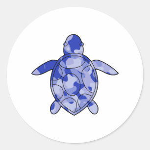 Adesivo Redondo Câmera azul de Tartaruga