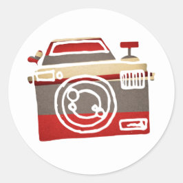 Adesivo Redondo Câmera Fofa Amor Coração Fotografia Gráficos Festa