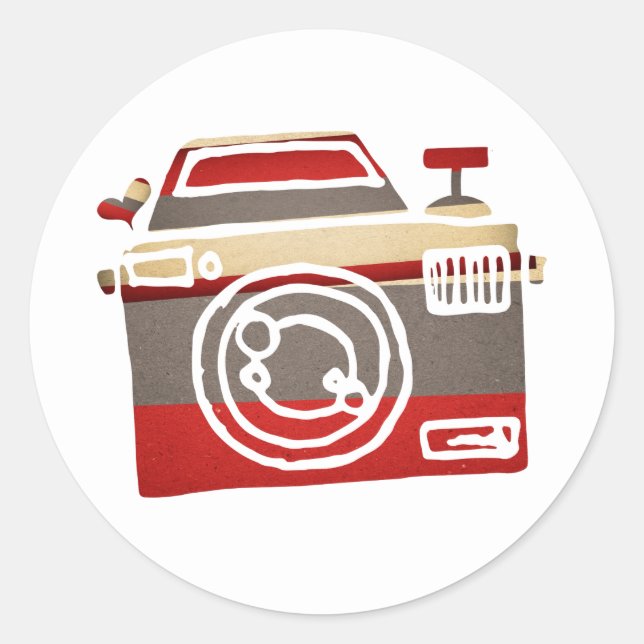 Adesivo Redondo Câmera Fofa Amor Coração Fotografia Gráficos Festa (Frente)