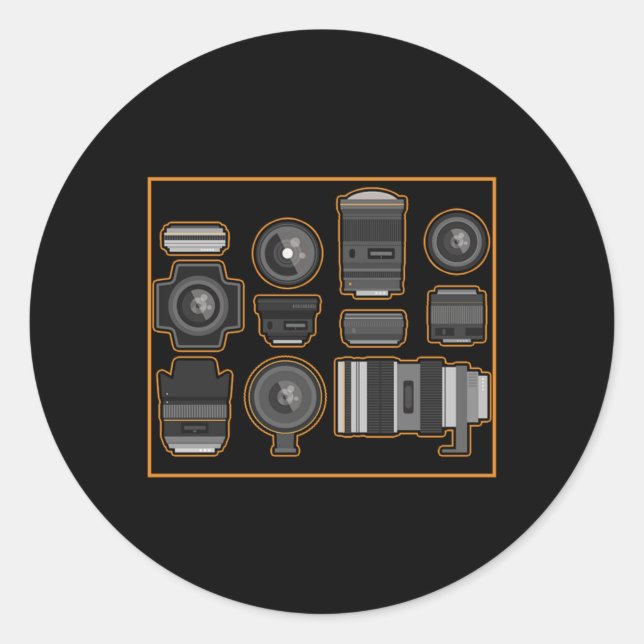 Adesivo Redondo Câmera Fotográfica Lense Cameraman Gi (Frente)