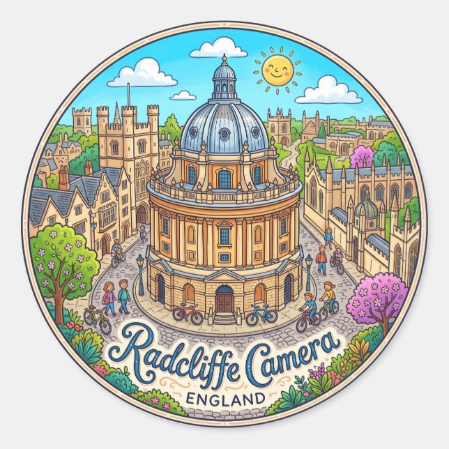 Adesivo Redondo Câmera Radcliffe Inglaterra (Frente)