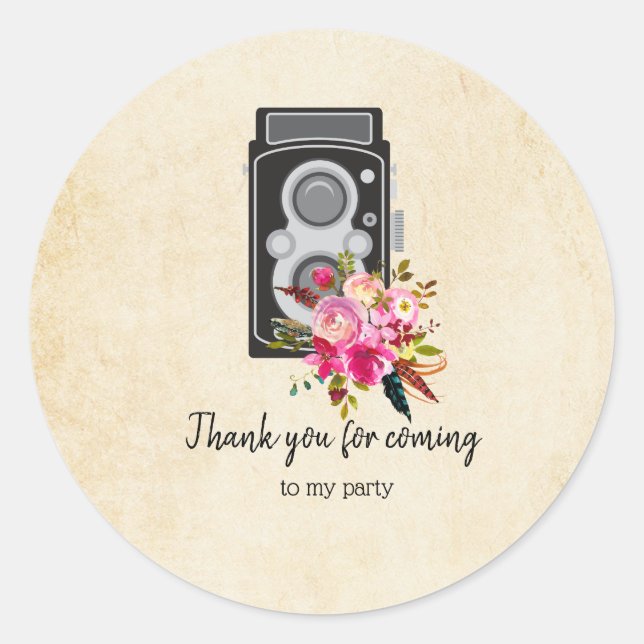 Adesivo Redondo Câmera Vintage (Frente)