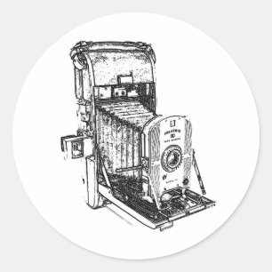 Adesivo Redondo Câmera Vintage Antique