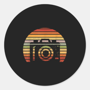 Adesivo Redondo Câmera Vintage Retro Imagem Fotógrafo Fotografia