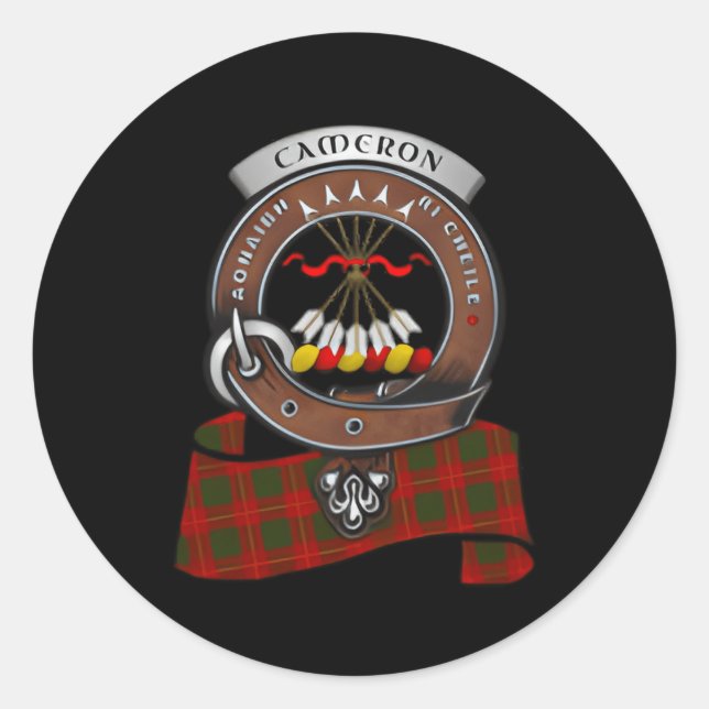 Adesivo Redondo Cameron Scottish Clan Crachá Tan (Frente)
