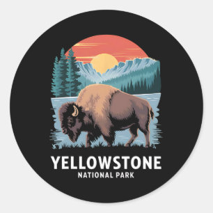 Adesivo Redondo Caminhada Acampamento Parque Nacional Yellowstone