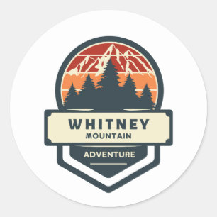 Adesivo Redondo caminhada e escalada no pico da montanha Whitney