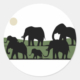 Adesivo Redondo Caminhada elefante