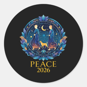 Adesivo Redondo Caminhada Paz 2026 Monges da Paz Mundial com Aloka