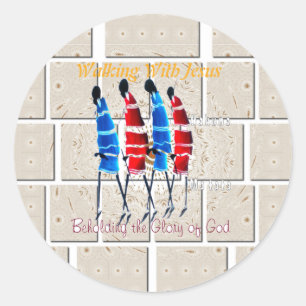 Adesivo Redondo Caminhando com Jesus Hakuna Matata Inspirou Beauti