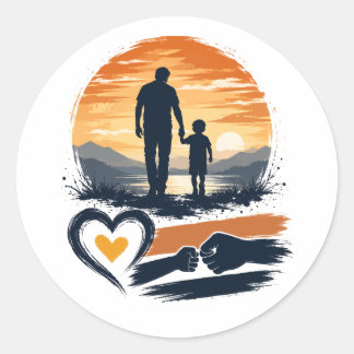 Adesivo Redondo Caminhando pela Vida Juntos Pai e Filho