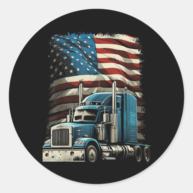 Adesivo Redondo Caminhante Bandeira Americana Para A Unidade De Ca (Frente)