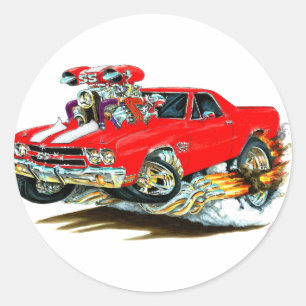 Adesivo Redondo Caminhão 1970 Vermelho-Branco do EL Camino