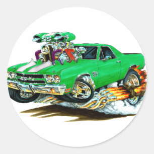 Adesivo Redondo Caminhão Branco-Verde-El Camino 1970