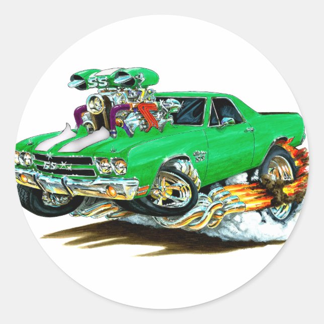 Adesivo Redondo Caminhão Branco-Verde-El Camino 1970 (Frente)