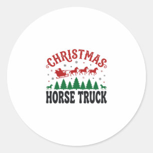Adesivo Redondo Caminhão de Cavalo de Natal Design de Trenó do Pap