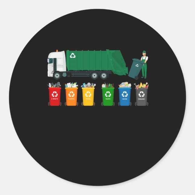 Adesivo Redondo Caminhão de Lixo do reciclagem (Frente)