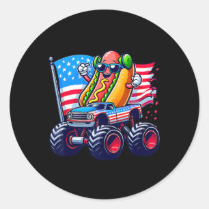 Adesivo Redondo Caminhão Monstro American Sungles Hotdog 4 De Julh