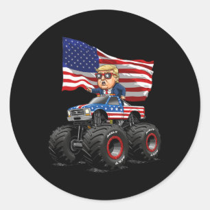 Adesivo Redondo Caminhão Monstro Donad Trump 4 De Julho Bandeira D
