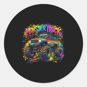 Adesivo Redondo Caminhão monstro retro grafite colorido crianças