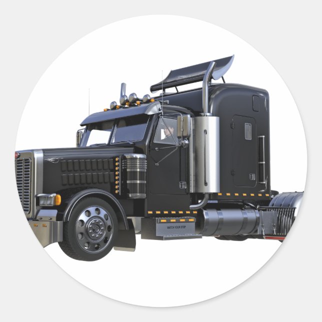 Adesivo Redondo Caminhão-Reboque de Semirtrator Preto (Frente)