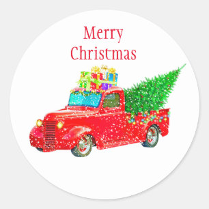 Adesivo Redondo Caminhão Vermelho de Natal