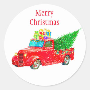 Adesivo Redondo Caminhão Vermelho de Natal