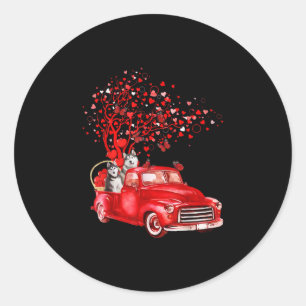 Adesivo Redondo Caminhão Vermelho rouco Coração da borboleta d