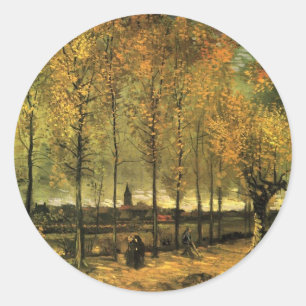 Adesivo Redondo Caminho com Choupos por Vincent van Gogh