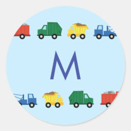 Adesivo Redondo Caminhões Boys Nome de Criança Bonita Envelope Vin
