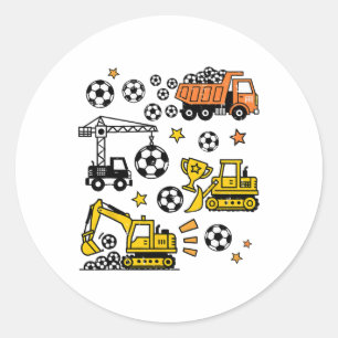 Adesivo Redondo Caminhões de Construção de Futebol Amante do Dia d