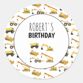 Adesivo Redondo Caminhões de Construção - Meninos Personalizados