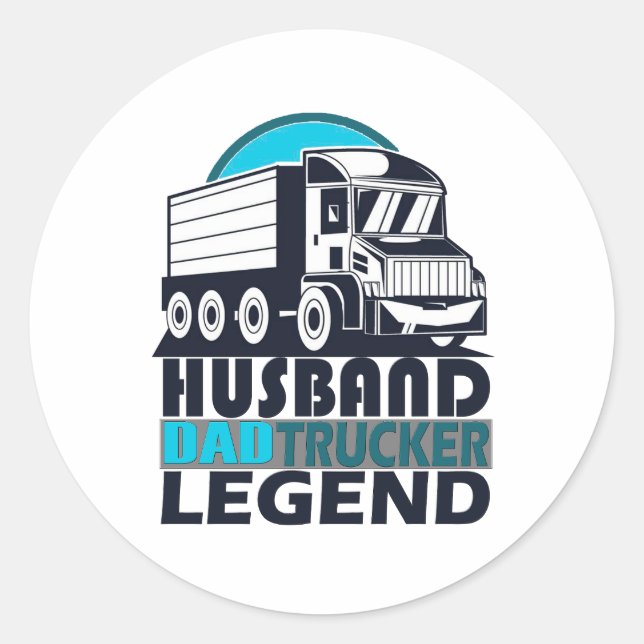 Adesivo Redondo Caminhoneiro Pai Marido Legend Funny Truck (Frente)
