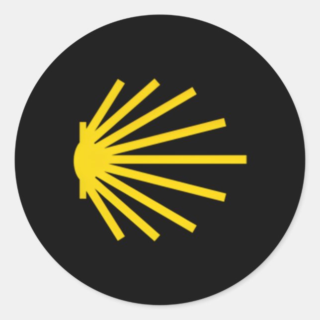 Adesivo Redondo Camino De Santiago Scallop Shell Trail Símbolo Poc (Frente)