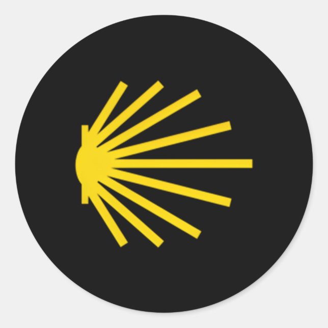 Adesivo Redondo Camino De Santiago Scallop Shell Trail Símbolo Poc (Frente)