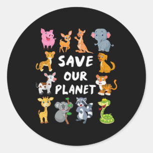 Adesivo Redondo Camisa Ambiental De Crianças Com Animais Cujos Par