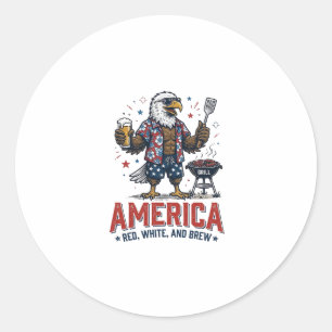 Adesivo Redondo Camisa America Vermelha Branca E Cerveja Águia Chu