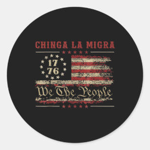 Adesivo Redondo Camisa America Vintage Chinga La Migra Para Homens