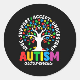 Adesivo Redondo Camisa Autismo Amor Aceitar Apoiar Autista Autismo