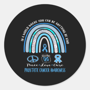 Adesivo Redondo Camisa Azul do Câncer de Próstata Paz Amor Cura Si