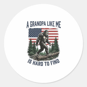 Adesivo Redondo Camisa Bigfoot Grandpa Vintage Bandeira Americana