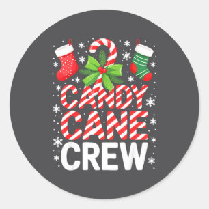 Adesivo Redondo Camisa Candy Cane Crew Adultos Homens Mulheres Cri