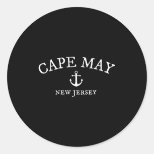 Adesivo Redondo Camisa Cape May Nj, Cidade Marítima de Nova Jersey